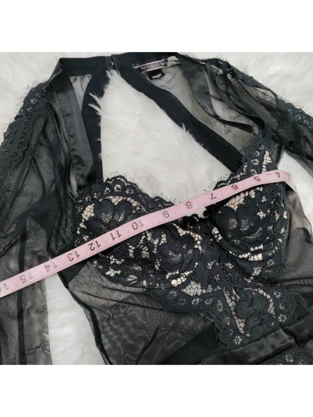 Victoria's Secret Sexy Black Sheer Size 34C Festival boho Sleeve Bodysuit Women' - Picture 9 of 11